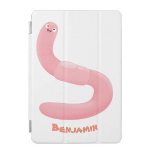 Cute happy pink earthworm cartoon iPad mini cover