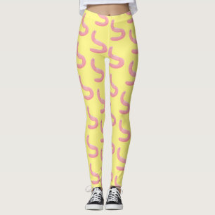 Cute happy pink earthworm cartoon leggings