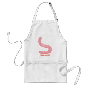 Cute happy pink earthworm cartoon standard apron