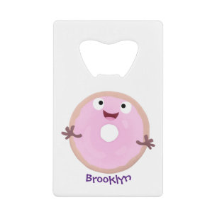Cute happy pink glazed doughnut cartoon