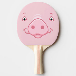Cute Happy Pink Pig Face Ping Pong Paddle