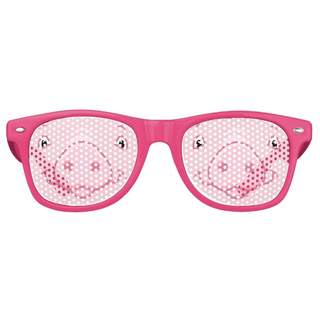 Cute Happy Pink Pig Face Retro Sunglasses (Front)