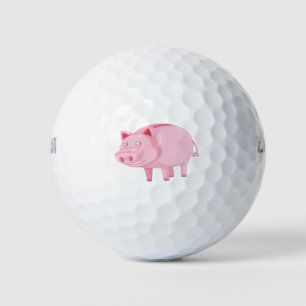 Cute happy pink pig golf balls