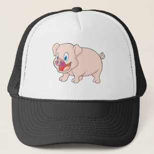 Cute Happy Pink Pork Pig Trucker Hat