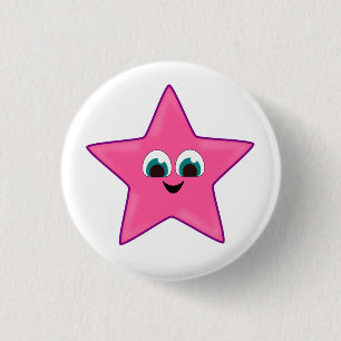Cute Happy Pink Star 3 Cm Round Badge