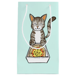 Cute Happy Pizza Cat / Kitten Drawing Gift Bag