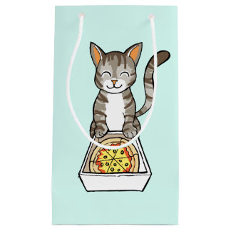 Cute Happy Pizza Cat / Kitten Drawing Gift Bag