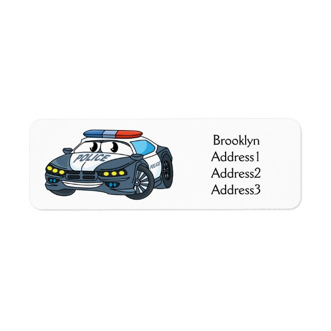Cute happy police car cartoon illustration (Front)