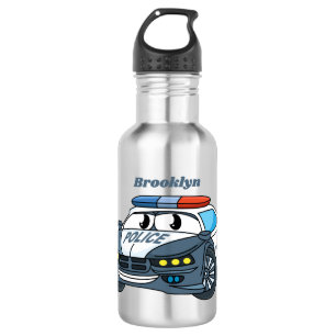 Cute happy police car cartoon illustration 532 ml water bottle