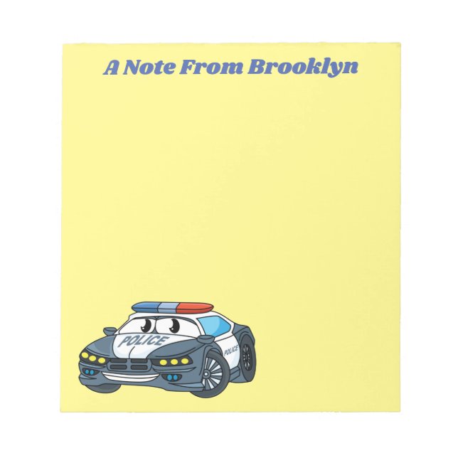 Cute happy police car cartoon illustration notepad (Front)