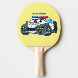 Cute happy police car cartoon illustration ping pong paddle