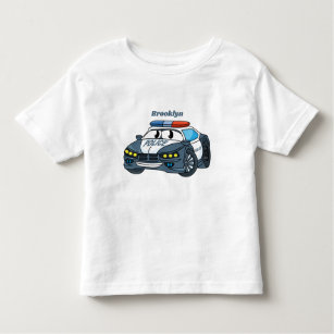 Cute happy police car cartoon illustration toddler T-Shirt