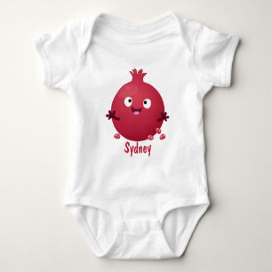 Cute happy pomegranate fruit cartoon baby bodysuit