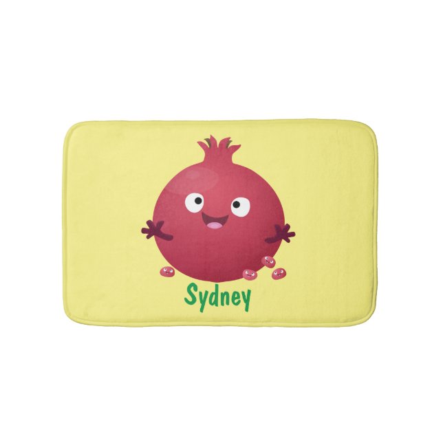 Cute happy pomegranate fruit cartoon bath mat (Front)