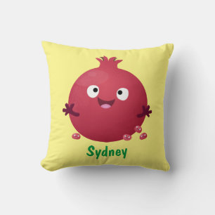 Cute happy pomegranate fruit cartoon cushion