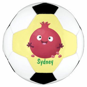 Cute happy pomegranate fruit cartoon football