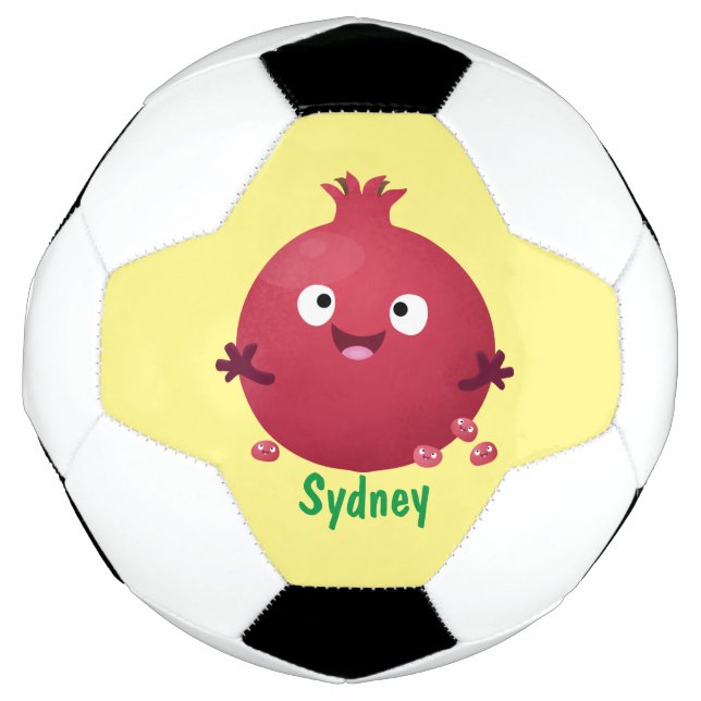 Cute happy pomegranate fruit cartoon football (Front)