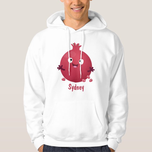 Cute happy pomegranate fruit cartoon hoodie (Front)