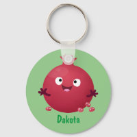 Cute happy pomegranate fruit cartoon keychain