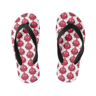 Cute happy pomegranate fruit cartoon kid's flip flops