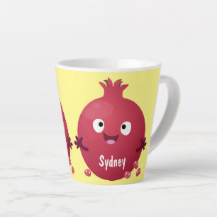 Cute happy pomegranate fruit cartoon latte mug