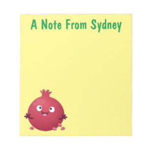 Cute happy pomegranate fruit cartoon notepad