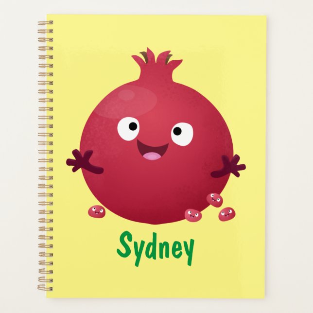 Cute happy pomegranate fruit cartoon planner (Front)
