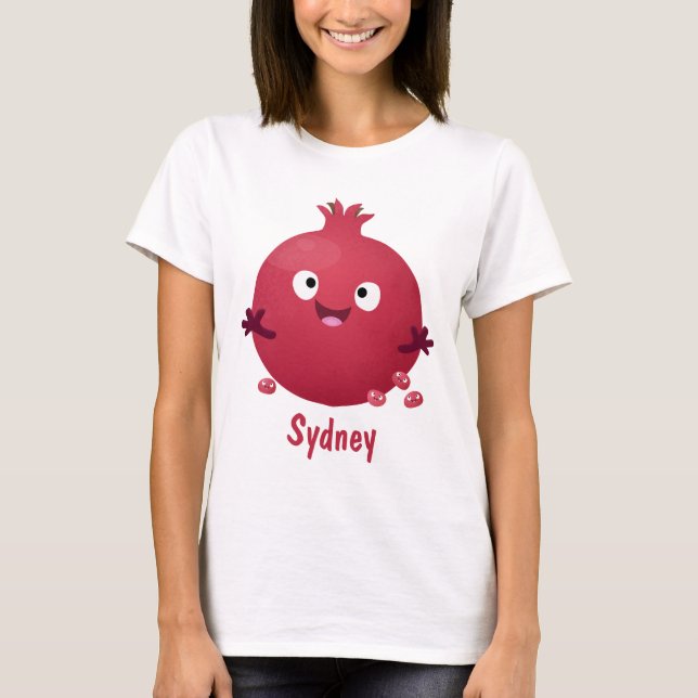 Cute happy pomegranate fruit cartoon T-Shirt (Front)