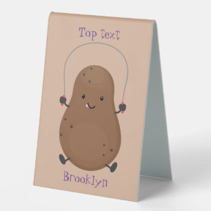 Cute happy potato jumping rope cartoon