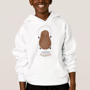 Cute happy potato jumping rope cartoon