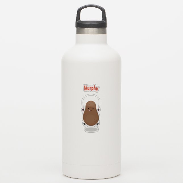 Cute happy potato jumping rope cartoon (Waterbottle)
