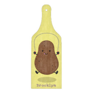 Cute happy potato jumping rope cartoon cutting board
