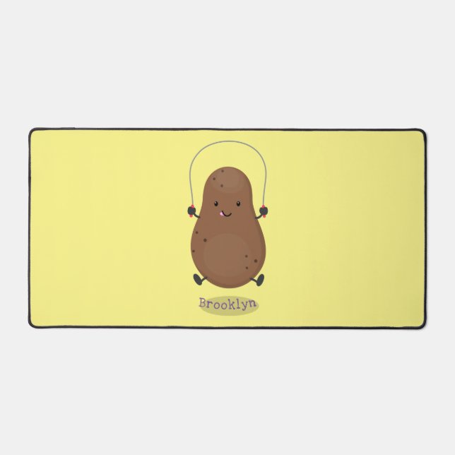 Cute happy potato jumping rope cartoon desk mat (Front)
