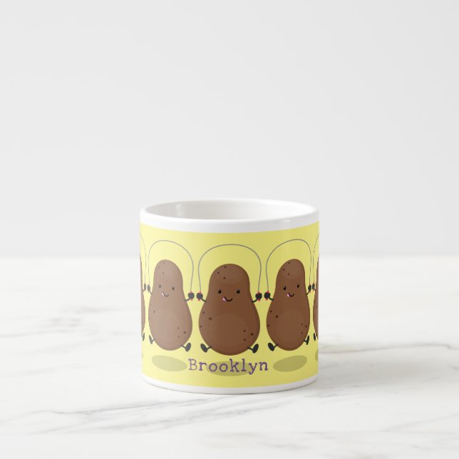 Cute happy potato jumping rope cartoon espresso cup (Front)