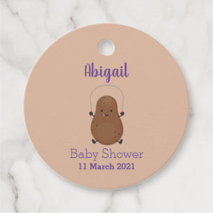 Cute happy potato jumping rope cartoon favour tags