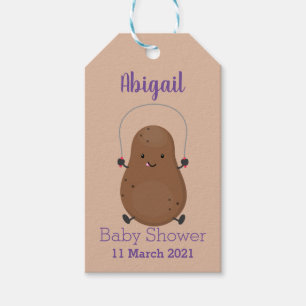 Cute happy potato jumping rope cartoon gift tags