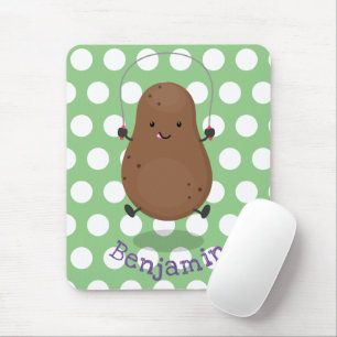 Cute happy potato jumping rope cartoon mouse mat