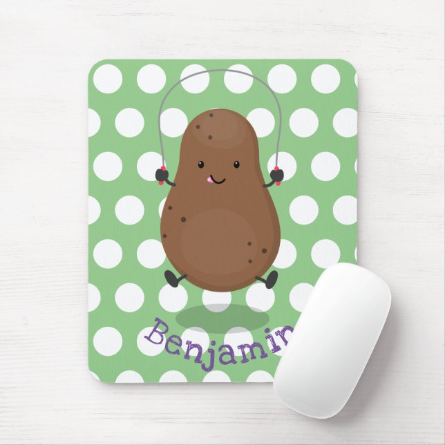 Cute happy potato jumping rope cartoon mouse mat (With Mouse)