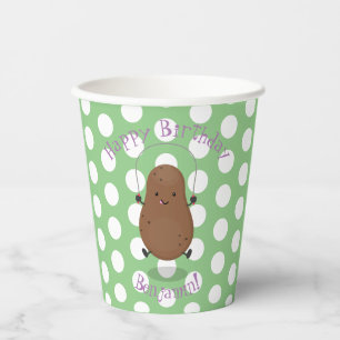 Cute happy potato jumping rope cartoon paper cups