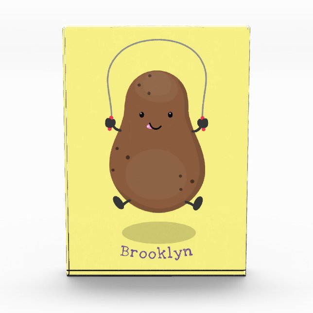 Cute happy potato jumping rope cartoon photo block (Front)