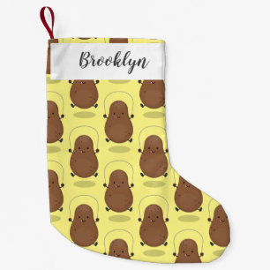 Cute happy potato jumping rope cartoon small christmas stocking