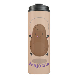 Cute happy potato jumping rope cartoon thermal tumbler
