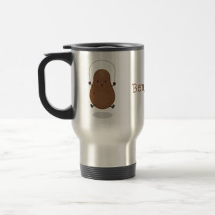 Cute happy potato jumping rope cartoon travel mug
