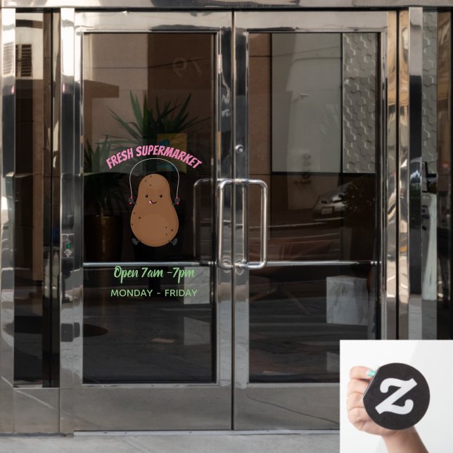 Cute happy potato jumping rope cartoon window cling (Office Door)