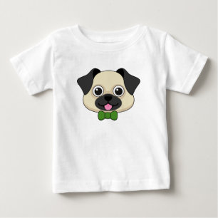 Cute Happy Pug Dog with Papillon Baby T-Shirt