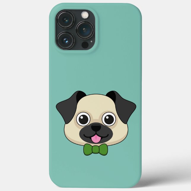 Cute Happy Pug Dog with Papillon Case-Mate iPhone Case (Back)