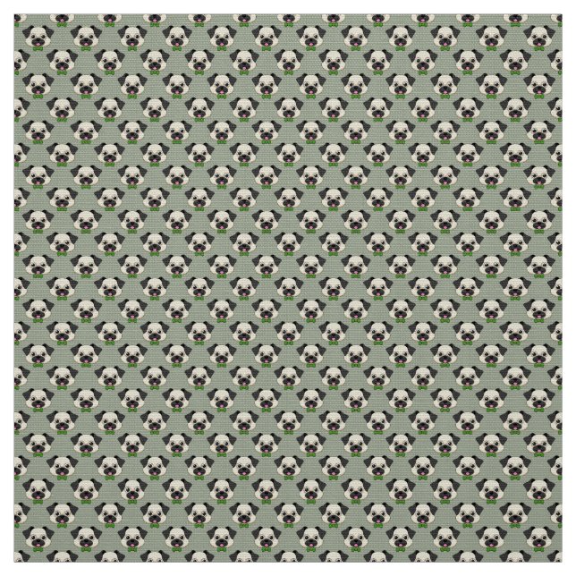 Cute Happy Pug Dog with Papillon Fabric (Swatch)