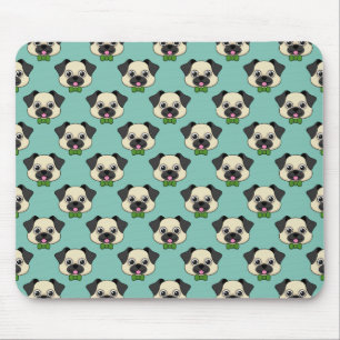 Cute Happy Pug Dog with Papillon Mouse Mat