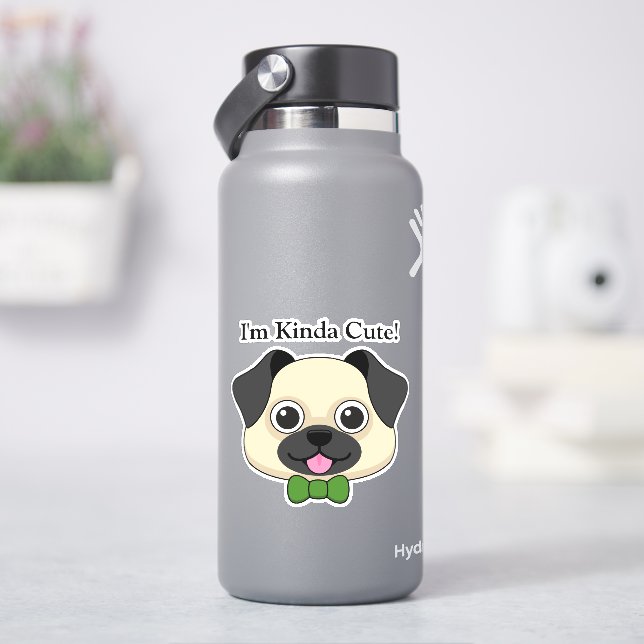 Cute Happy Pug Dog with Papillon | Personalise (HydroFlask)