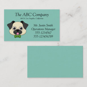 Cute Happy Pug Dog with Papillon Personalise Business Card